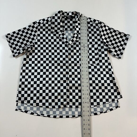 Dressed in LaLa Designer Shirt Black White Checked Button Front Size Small - Picture 4 of 7